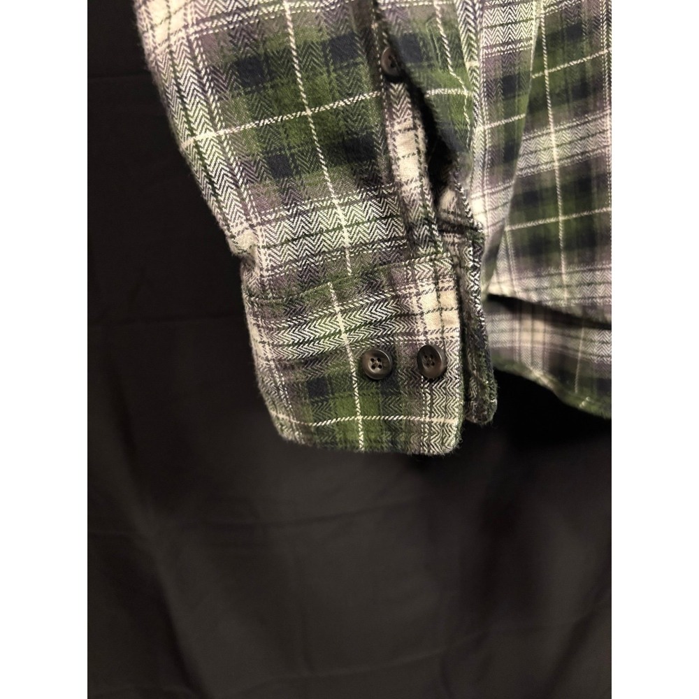 Eddie Bauer Flannel Shirt Mens XL Green Plaid Button Up Long Sleeve Cotton - Picture 8 of 11
